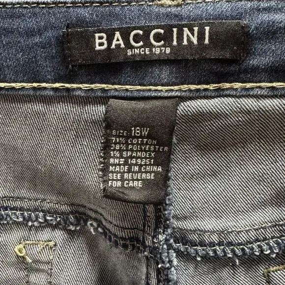 Baccini Embroidered Cropped Denim Jeans High Rise 18W - Picture 3 of 4